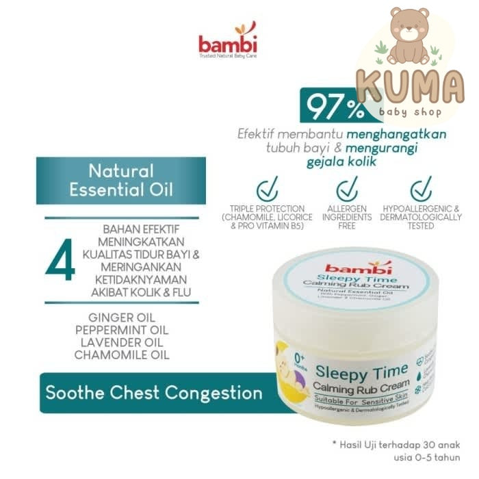BAMBI Baby Sleepy Time Calming Rub Cream 40gr Melegakan Pernapasan
