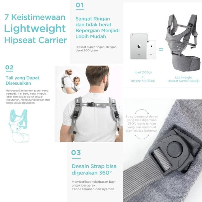MOOIMOM Lightweight Hipseat Carrier Gendongan Bayi