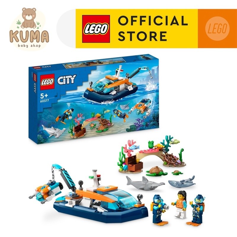 LEGO City 60377 Explorer Diving Boat Building Toy Set (182 Pieces) Balok Mainan Anak (5 Tahun+)