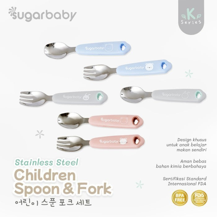 Sugar Baby Stainless Steel Children Spoon & Fork / Sendok Garpu Anak