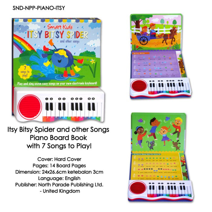 Itsy Bitsy Spider and other Songs Piano Board Book with 7 Songs