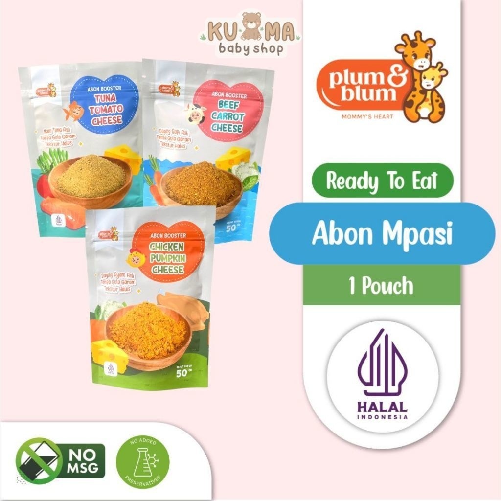 Plum & Blum Mpasi Abon Cheese BB Booster Sapi Ayam Ikan No MSG - 50 gram