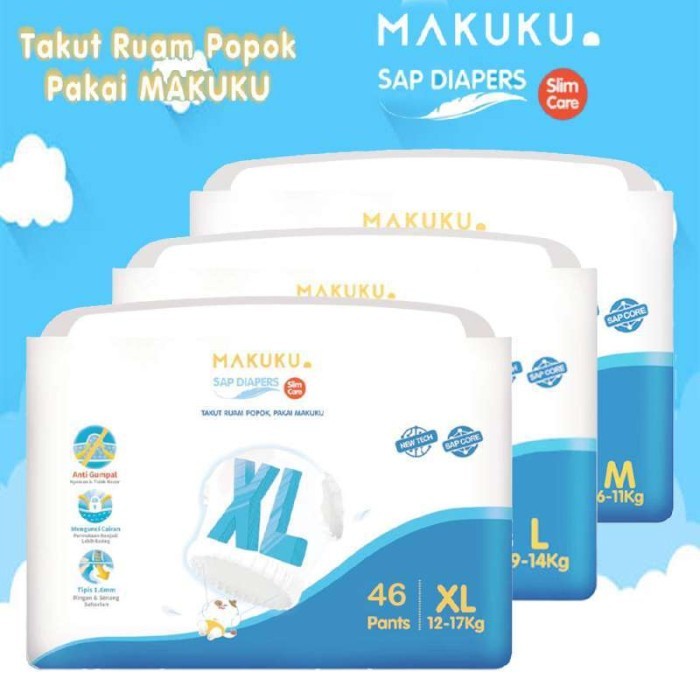 MAKUKU SAP Diapers Slim Care Popok Bayi SAP NB/S/M/L/XL/XXL All Size