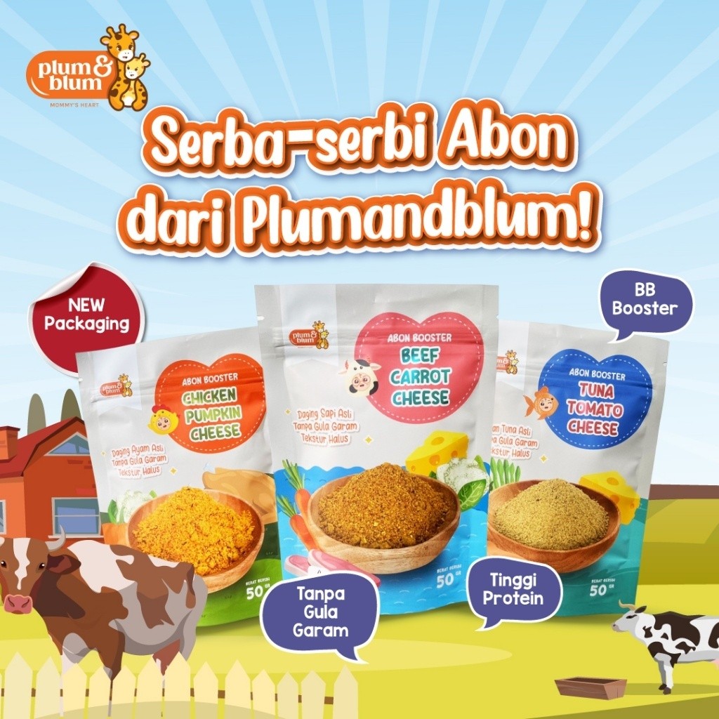 Plum & Blum Mpasi Abon Cheese BB Booster Sapi Ayam Ikan No MSG - 50 gram