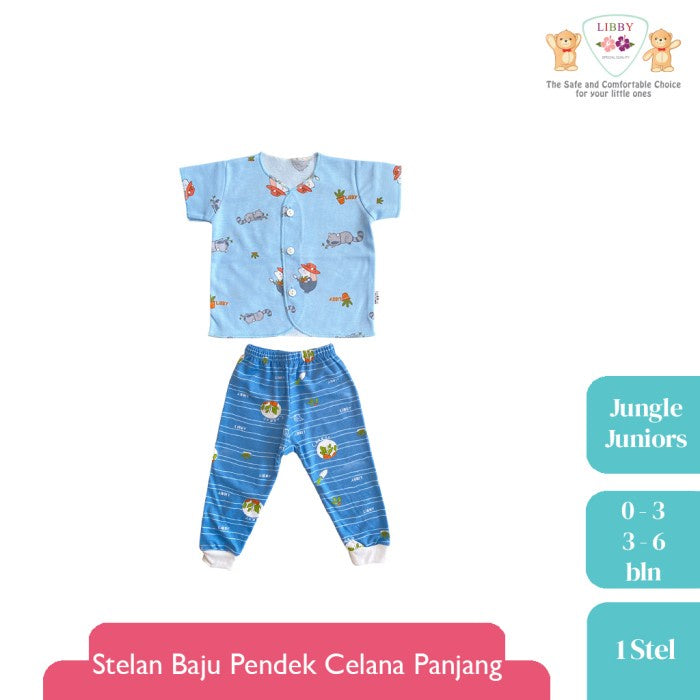 LIBBY Setelan Baju Pendek Celana Panjang newborn Jungle Juniors
