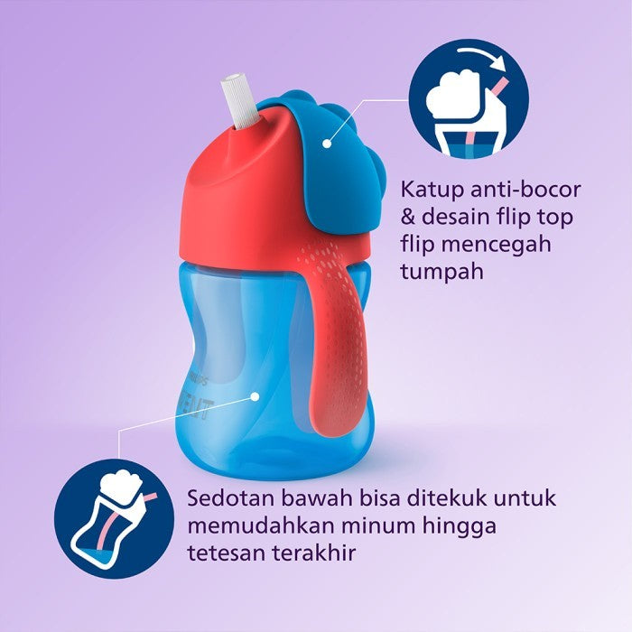 Philips Avent Straw Cup 7OZ Single Gelas Sedotan Bendy