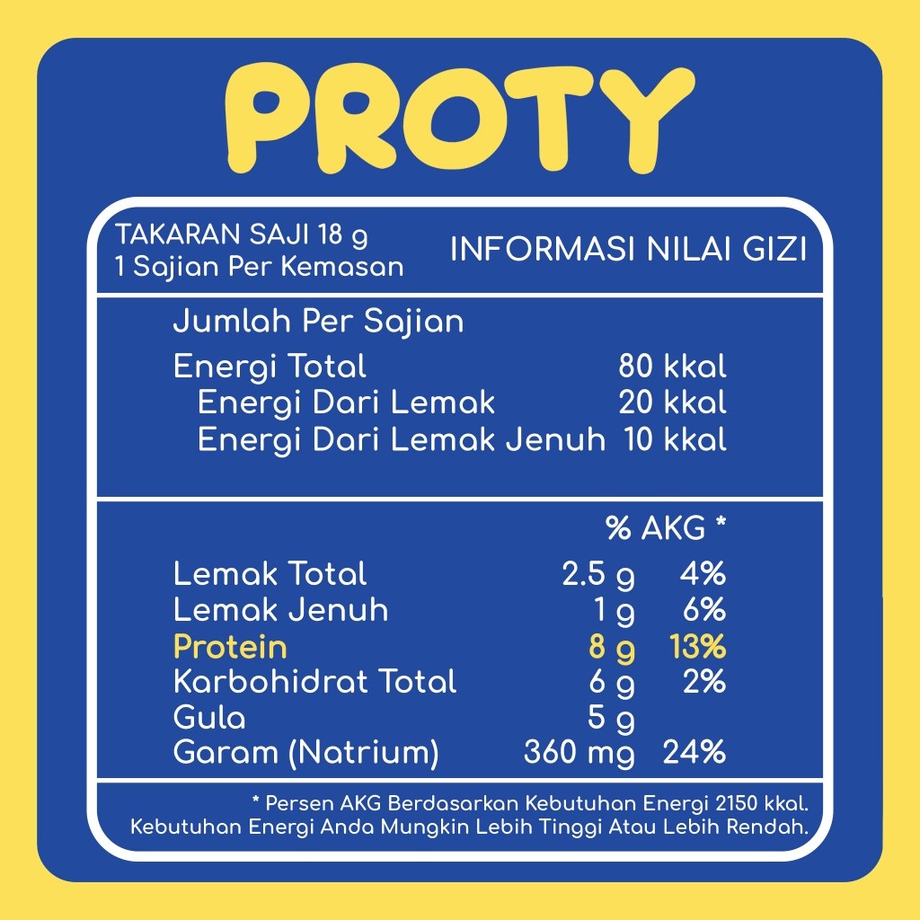 PROTY Chicken Chips Original (1) - Keripik Daging Ayam Krispi - Snack Cemilan Protein Sehat - 18 gr