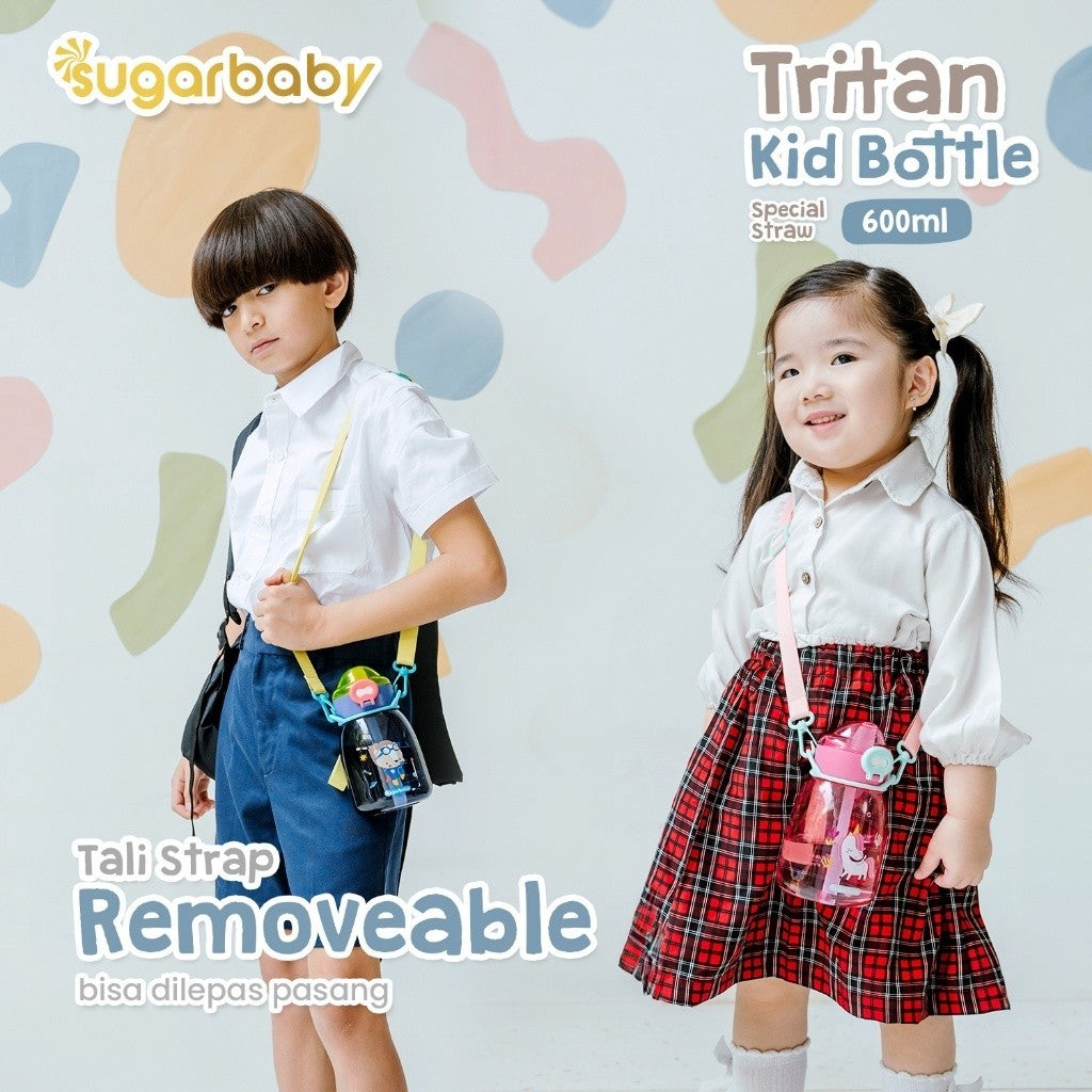 Sugarbaby Sugar Baby Tritan Kid Bottle Special Straw 600 ml Botol Minum Anak/Botol Minum Anaka BPA free Aman/Premium Tritan Eastman Bottle/Botol Anak Bonus Tali