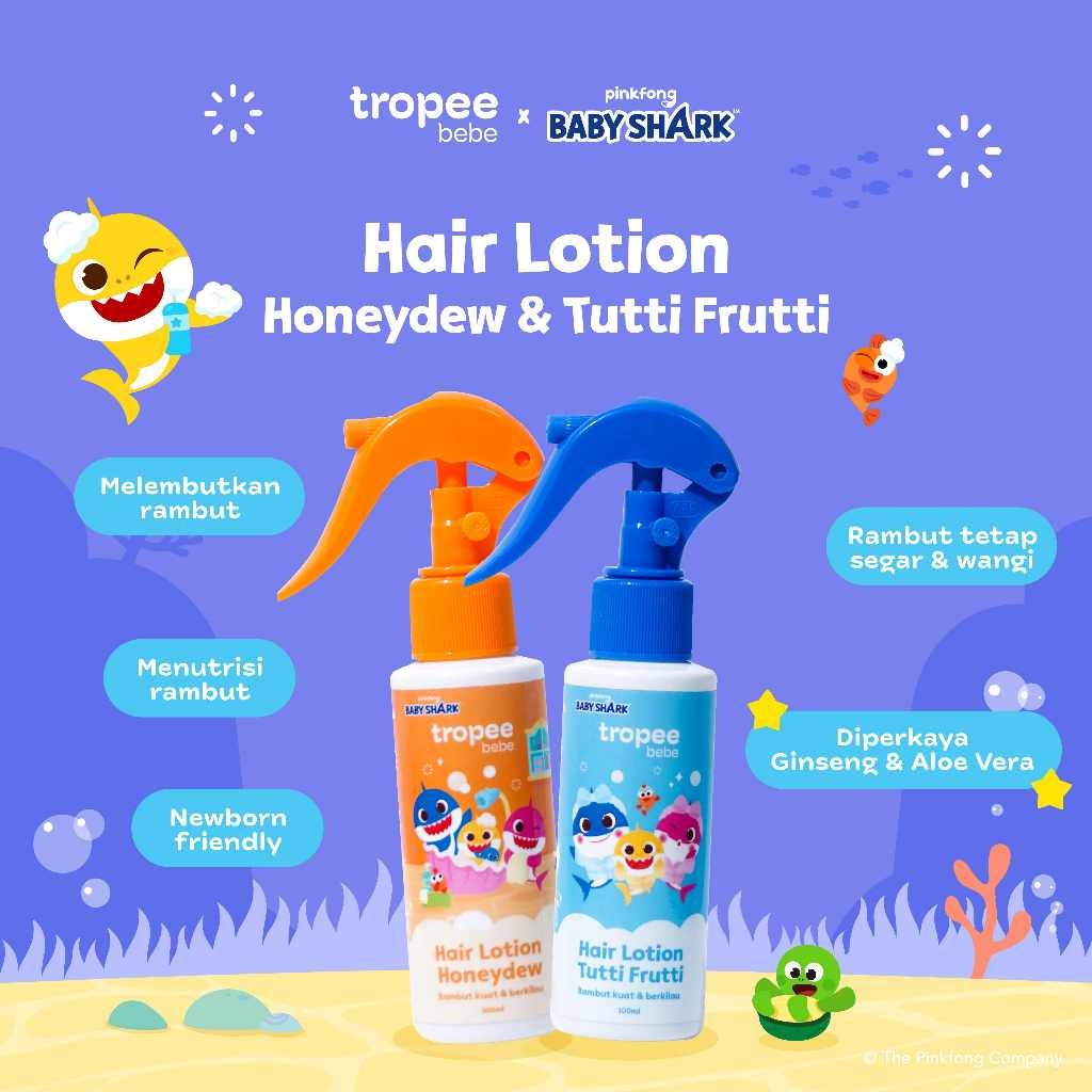 Tropee Bebe x Pinkfong - Lotion Rambut Hair Lotion 100ml / Perawatan Rambut Bayi dan Anak / Anti Kusut / Anti Lepek/ Menyuburkan Rambut