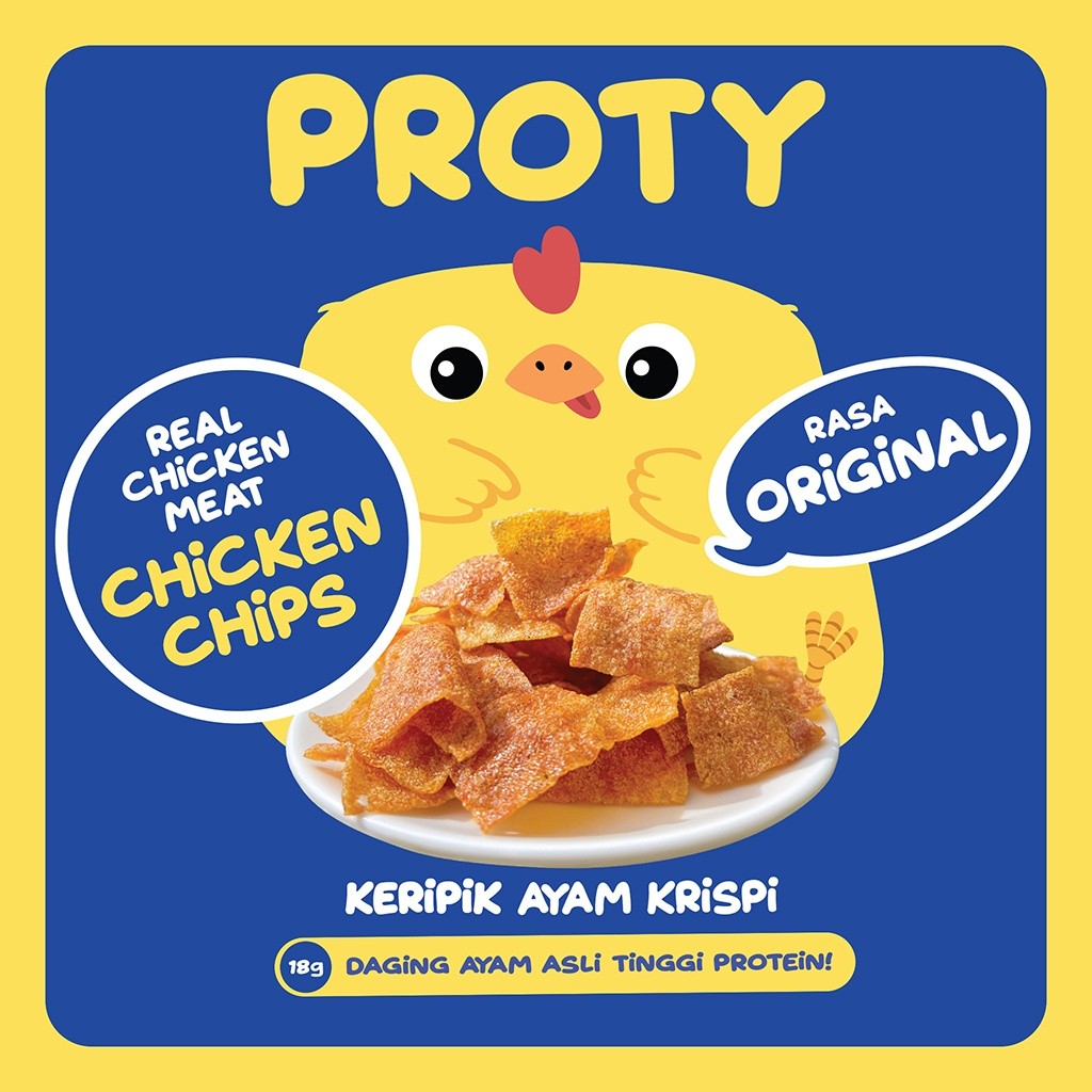 PROTY Chicken Chips Original (1) - Keripik Daging Ayam Krispi - Snack Cemilan Protein Sehat - 18 gr