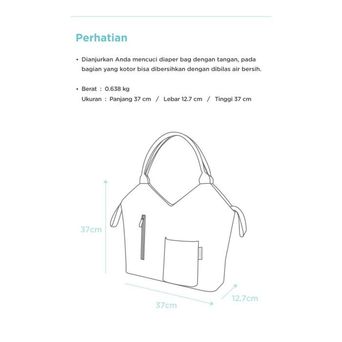 MOOIMOM Tote Diaper Bag (Tas Bayi Diaper Pampers Anak)