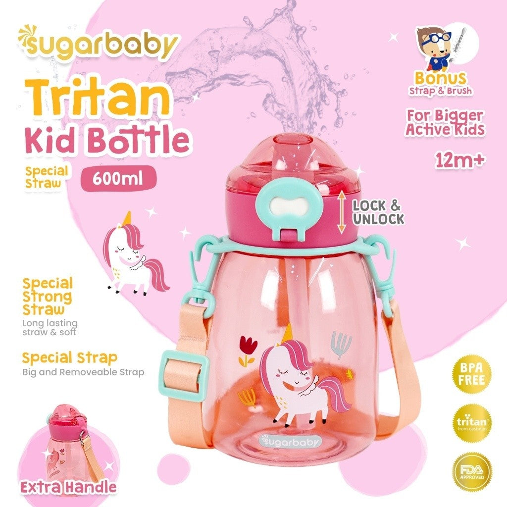 Sugarbaby Sugar Baby Tritan Kid Bottle Special Straw 600 ml Botol Minum Anak/Botol Minum Anaka BPA free Aman/Premium Tritan Eastman Bottle/Botol Anak Bonus Tali