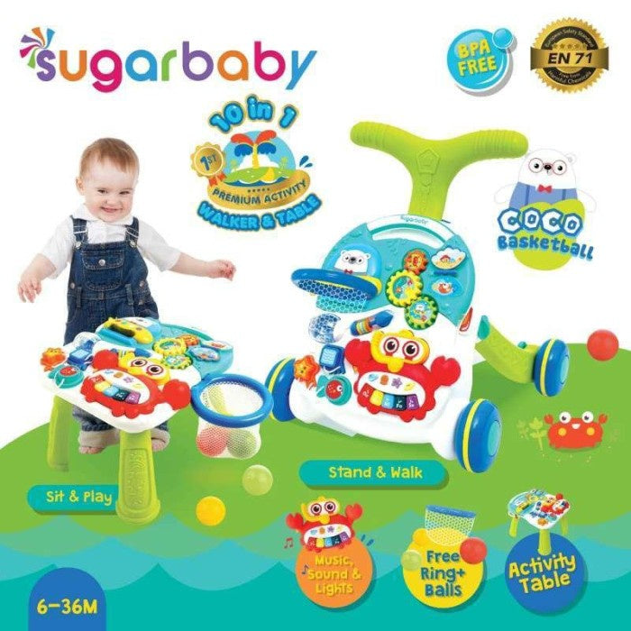 Sugar Baby 10IN1 Premium Activity Walker & Table - Push Walker