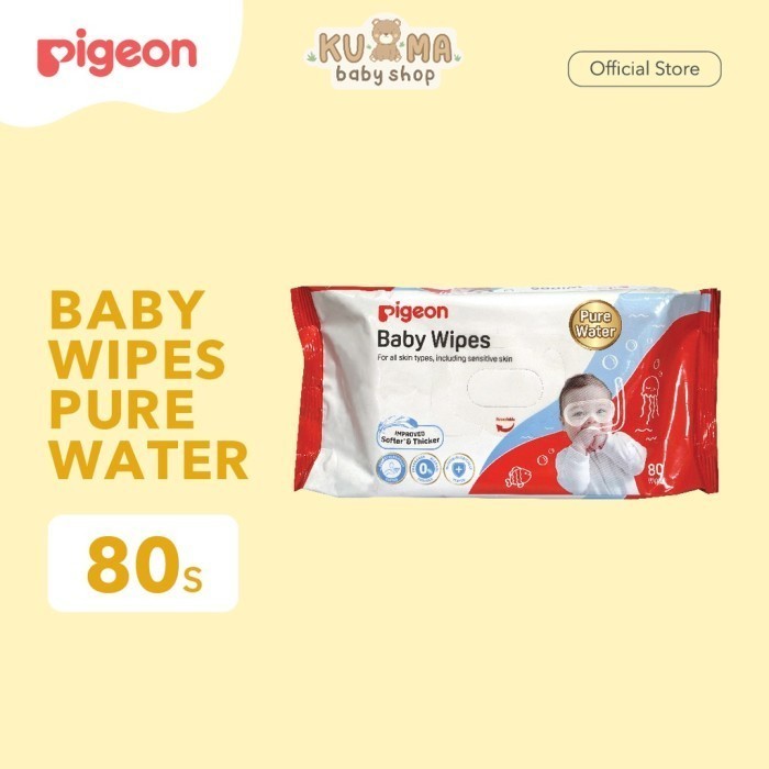 PIGEON Baby Wipes Pure Water Tissue Basah Bayi 80s - 80 Sheets