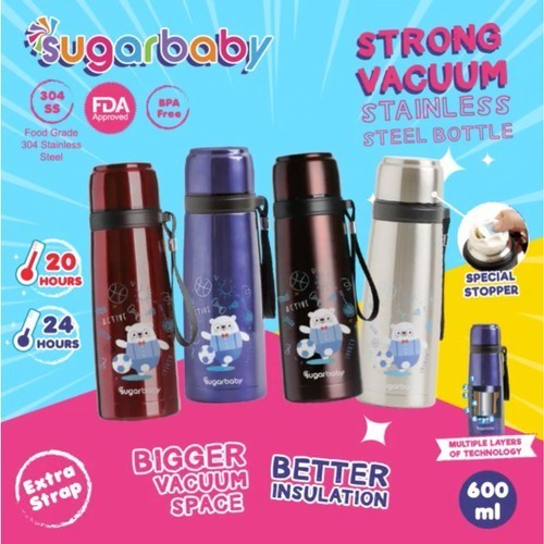 Sugar Baby Strong Vacuum Stainless Steel Bottle 600ml Bear