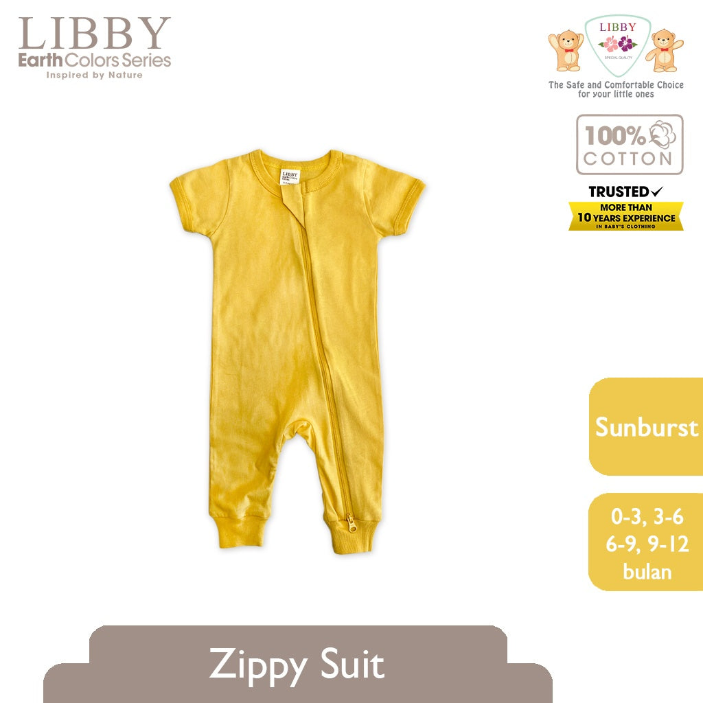 LIBBY Zippy Suit Lengan Pendek Bayi Laki-laki & Perempuan 0-12bln (1 Pcs / Pack) - Sleep Suit Playsuit Jump Suit Romper Bayi