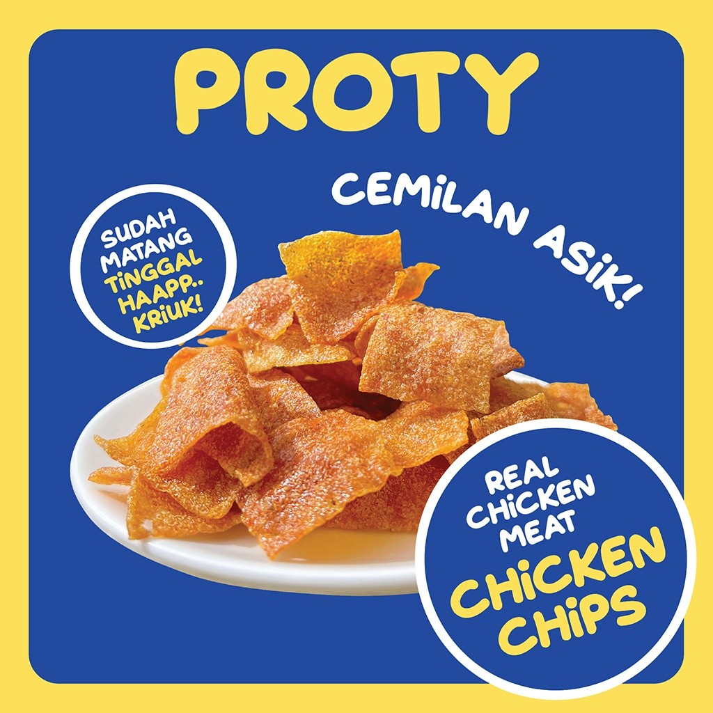 PROTY Chicken Chips Original (1) - Keripik Daging Ayam Krispi - Snack Cemilan Protein Sehat - 18 gr