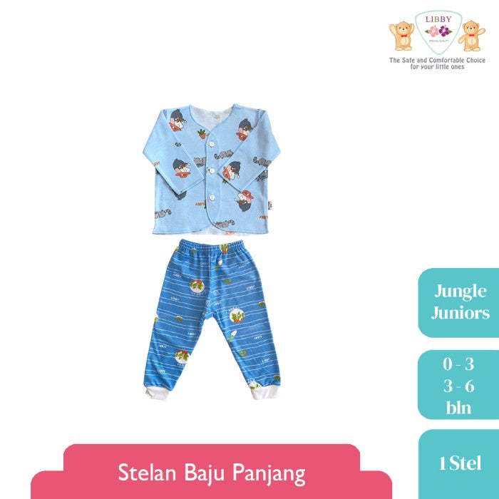 LIBBY Setelan Baju Panjang Newborn Motif Jungle Juniors (1 stel)