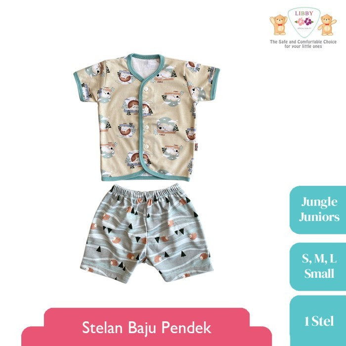LIBBY Setelan Baju Pendek Anak Kecil Motif Jungle Juniors (1stel)
