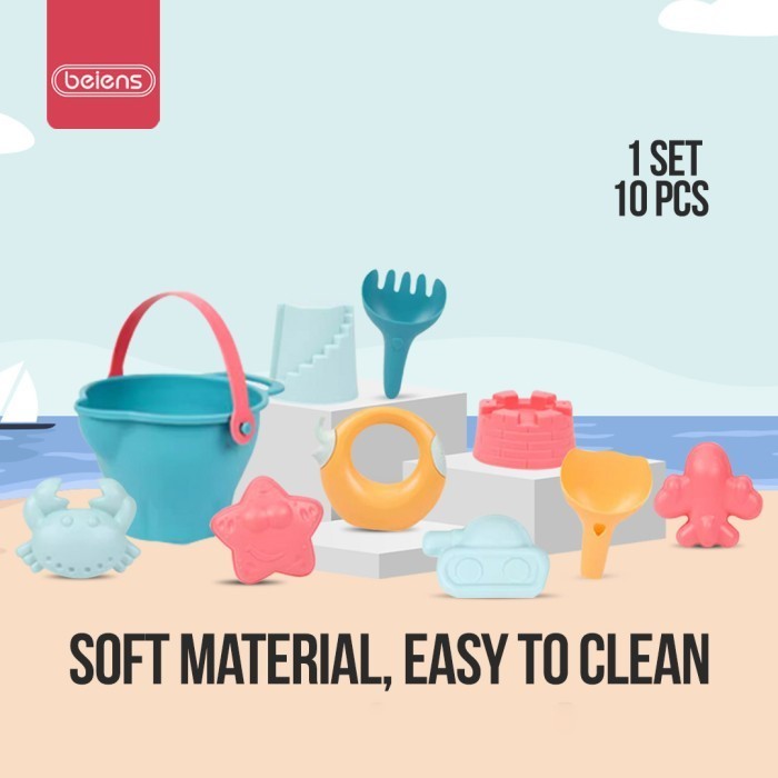 BEIENS BEACH BUCKET SAND TOYS MAINAN CETAKAN PASIR EMBER SEKOP ANAK