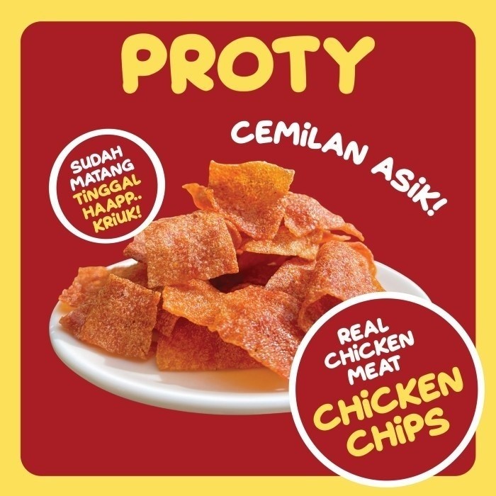 PROTY Chicken Chips Pedas SPICY Snack Cemilan Keripik Daging Ayam Krispi - 18 gr
