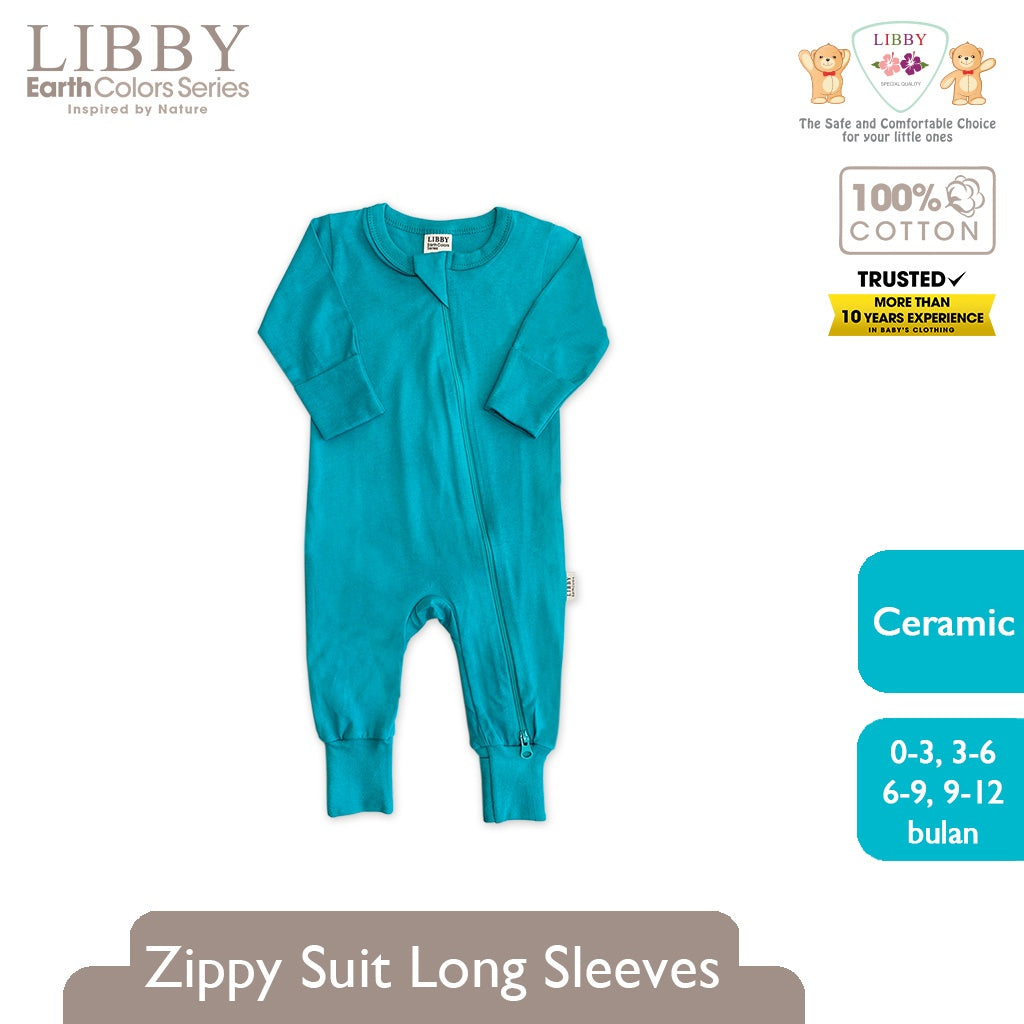 LIBBY Zippy Suit Lengan Panjang Bayi Laki-laki & Perempuan 0-12bln (1 Pcs / Pack) - Sleep Suit Playsuit Jump Suit Romper Bayi