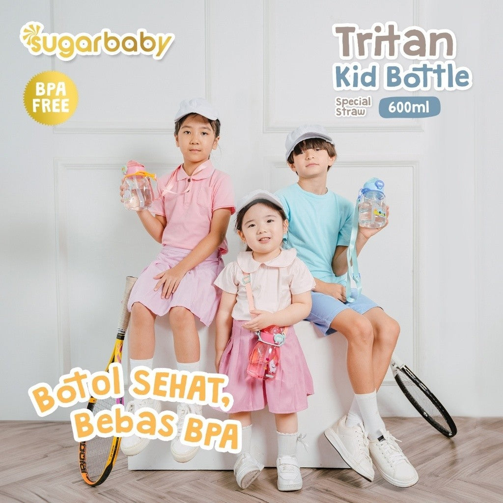 Sugarbaby Sugar Baby Tritan Kid Bottle Special Straw 600 ml Botol Minum Anak/Botol Minum Anaka BPA free Aman/Premium Tritan Eastman Bottle/Botol Anak Bonus Tali