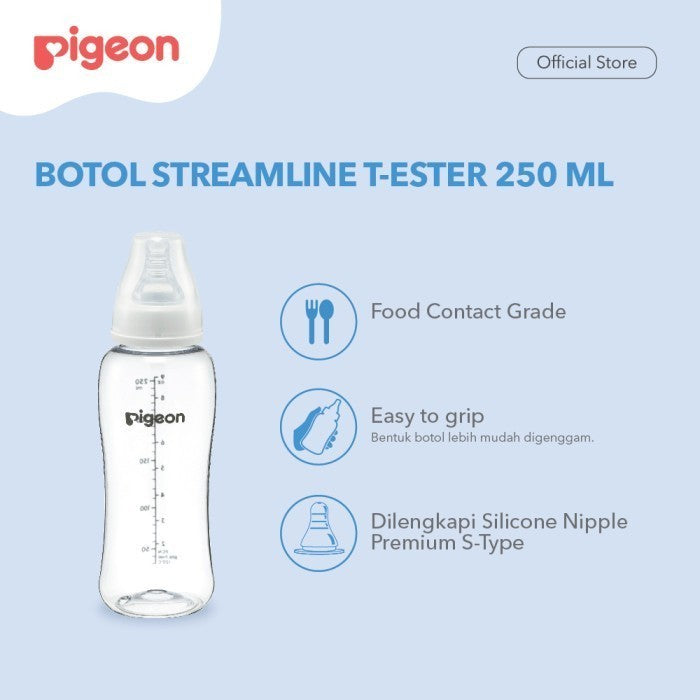 PIGEON Botol T-Ester Streamline 250ml with S-type Nipple Slim Neck