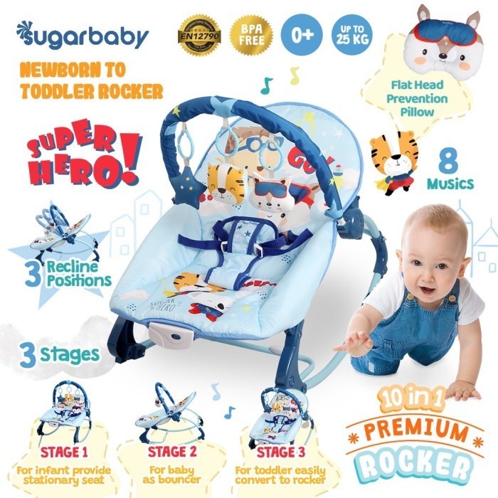 Sugarbaby 10in1 Premium Rocker/Ayunan Bayi/Bouncer Bayi