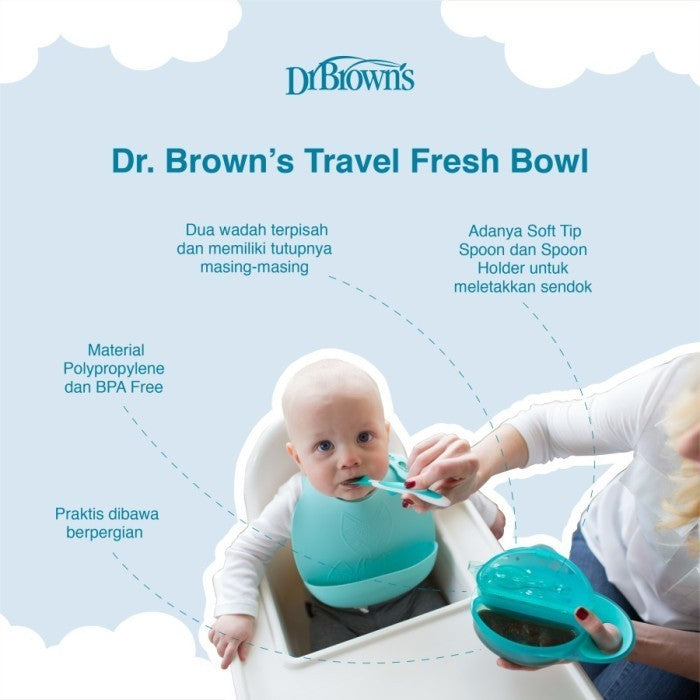 Dr Brown's Travel Fresh Bowl and Spoon / Dr Brown Tempat Makan Bayi