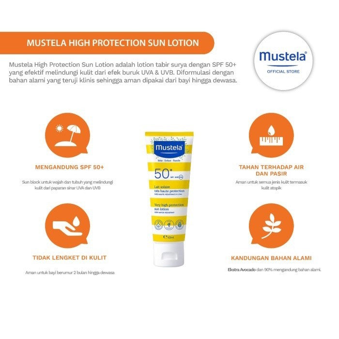 Mustela High Protection Sun Lotion 40 ml - Sunscreen Bayi dan Keluarga
