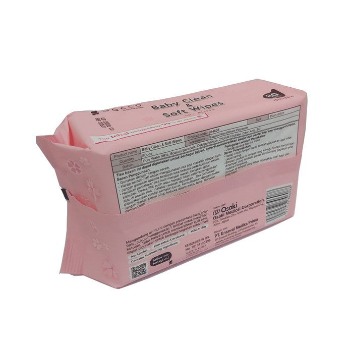 Dacco Baby Clean & Soft Wipes 80pcs Pure Water 99% Tissue Basah