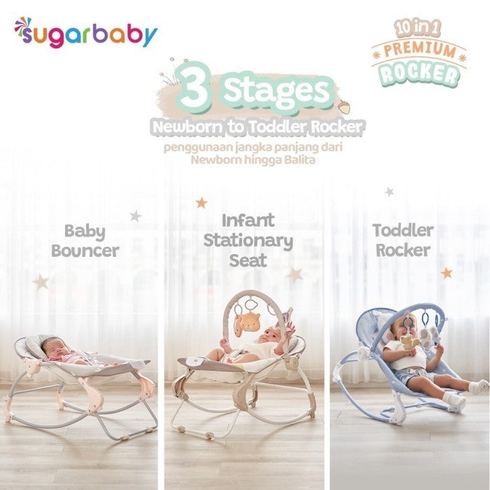 Sugarbaby 10in1 Premium Rocker/Ayunan Bayi/Bouncer Bayi