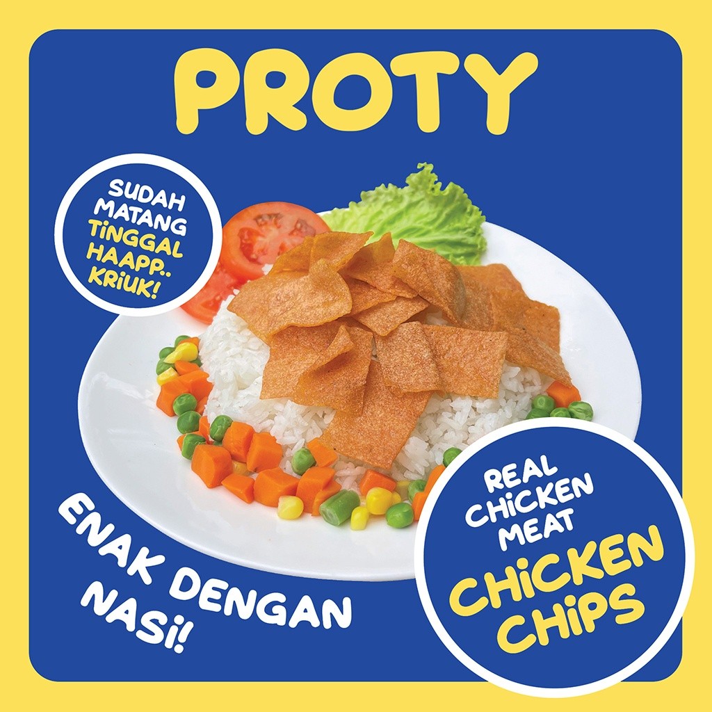 PROTY Chicken Chips Original (1) - Keripik Daging Ayam Krispi - Snack Cemilan Protein Sehat - 18 gr