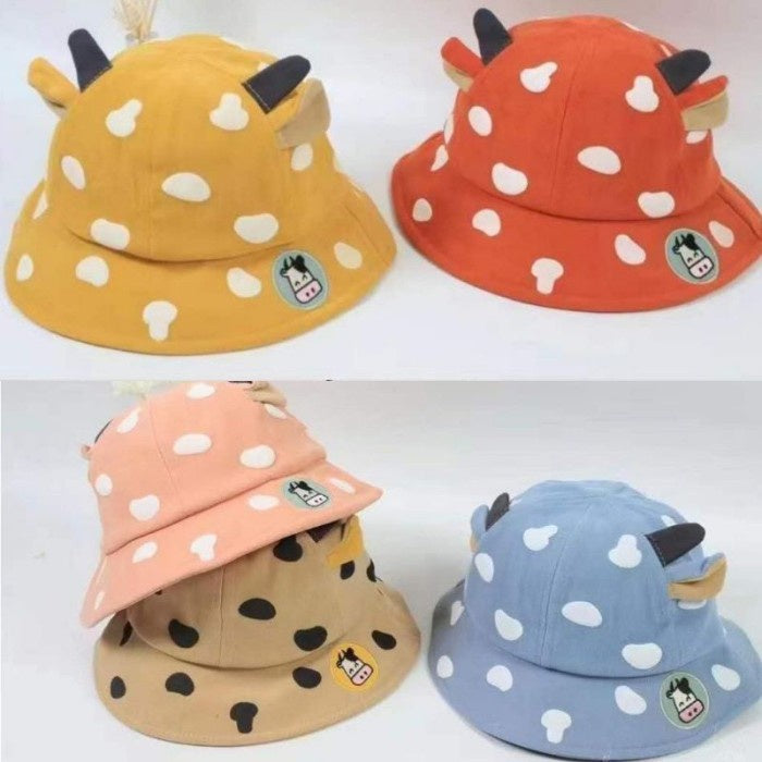 TOPI BAYI BUCKET HAT BABY CORAK PRINTED BORDIR SAPI LUCU 0 - 2 TAHUN