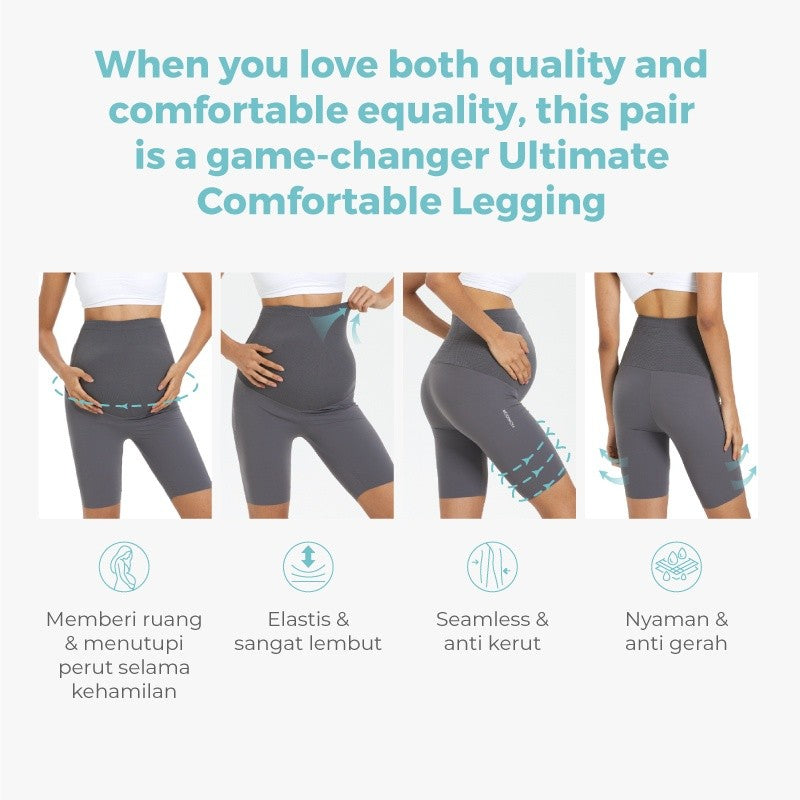 Mooimom Ulti Comfort Belly Cover Maternity Leggings- Short