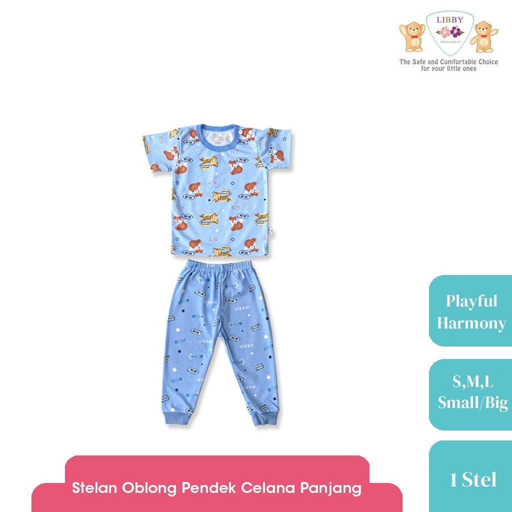 LIBBY Setelan Piyama Panjang Anak Laki Laki Perempuan Motif Playful Harmony (1 stel)