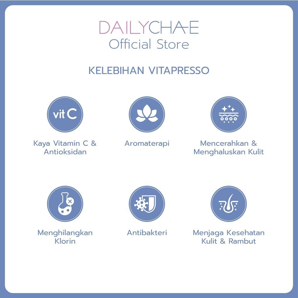 Daily Cha-E Vitamin Filter Vitapresso - Penyaring Air & Aromaterapi untuk Shower Kamar Mandi