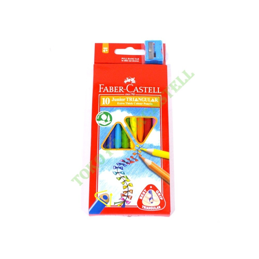 Pensil Warna Faber Castell Junior 10 Warna / Junior Triangular Colour Pensil / Untuk Anak TK / Gratis Rautan