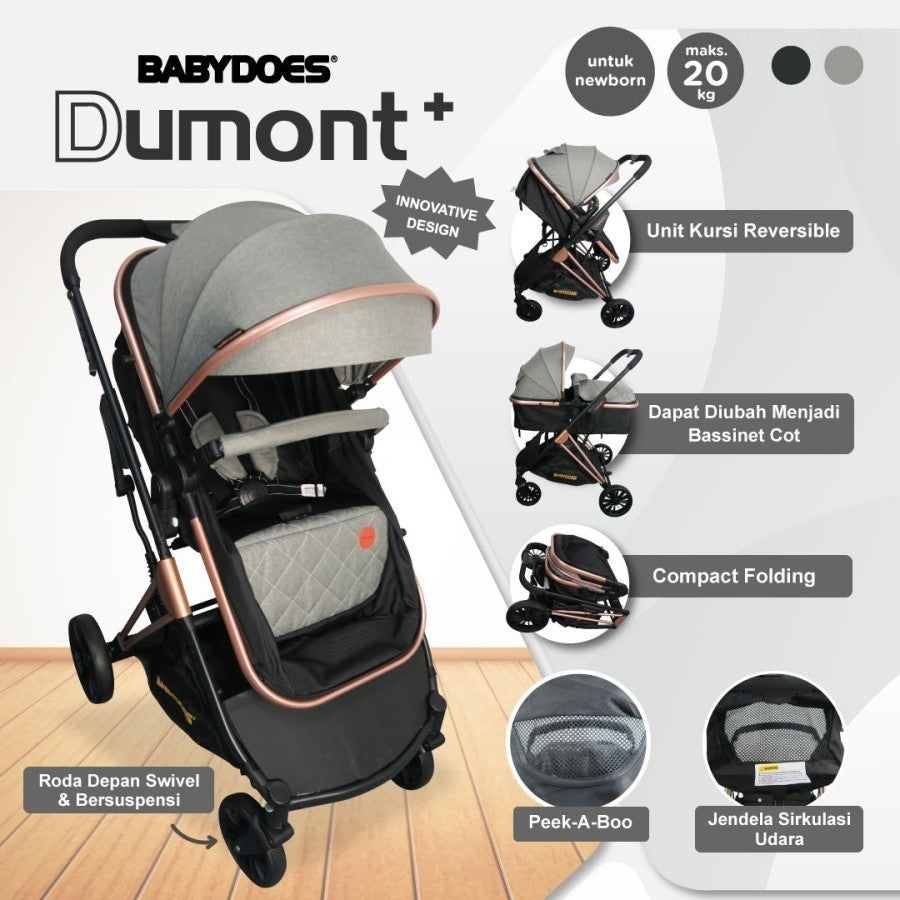 Babydoes Stroller Dumont+ / Kereta Dorong Anak Bayi Reversible 0-20kg
