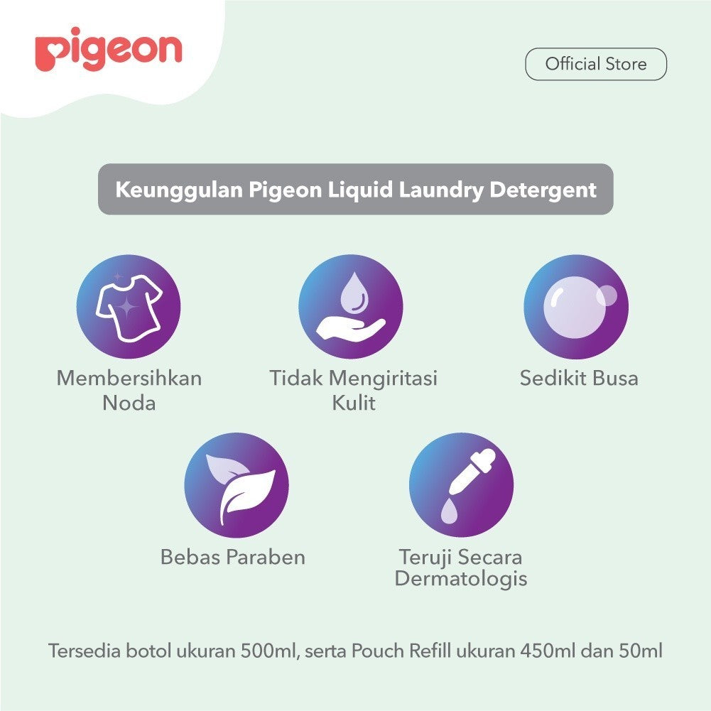Pigeon Liquid Laundry Detergent 500ml Bottle | Detergent Pakaian Bayi
