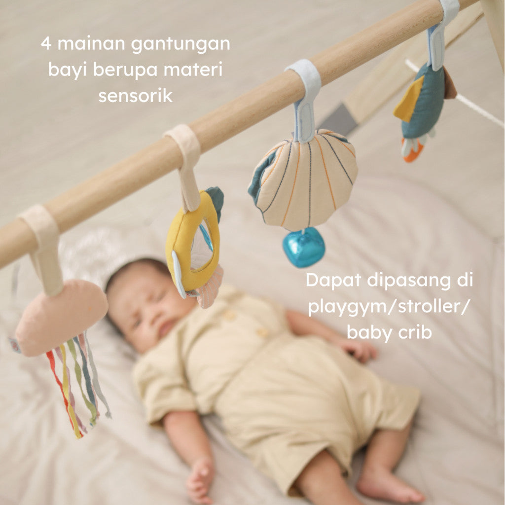 Learning Time Sensory Pads Tummy Time Series - 4 Mainan Gantung Stimulasi Sensorik Bayi Usia 1-9 Bulan
