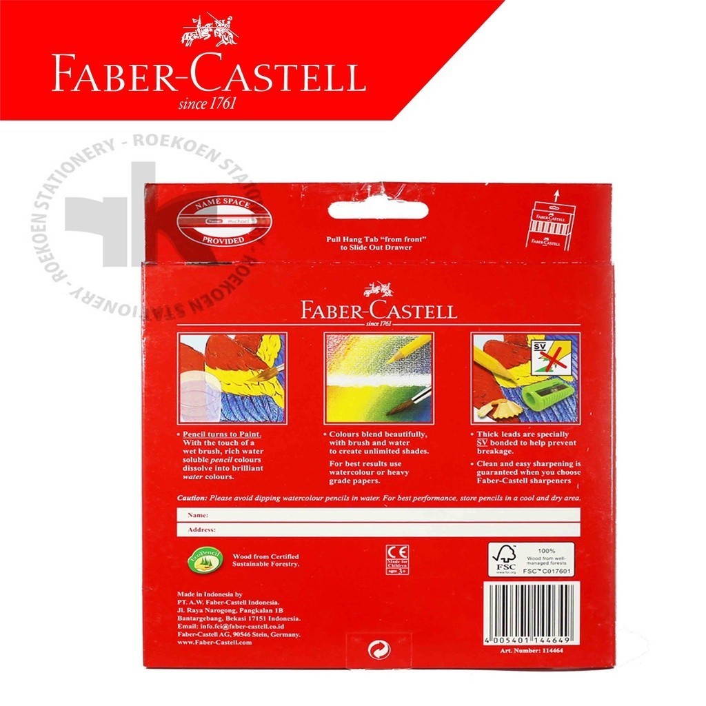 Pensil Warna 24 Panjang Faber Castell Parrot Water Colour Pencil - Pensil Mewarnai Anak