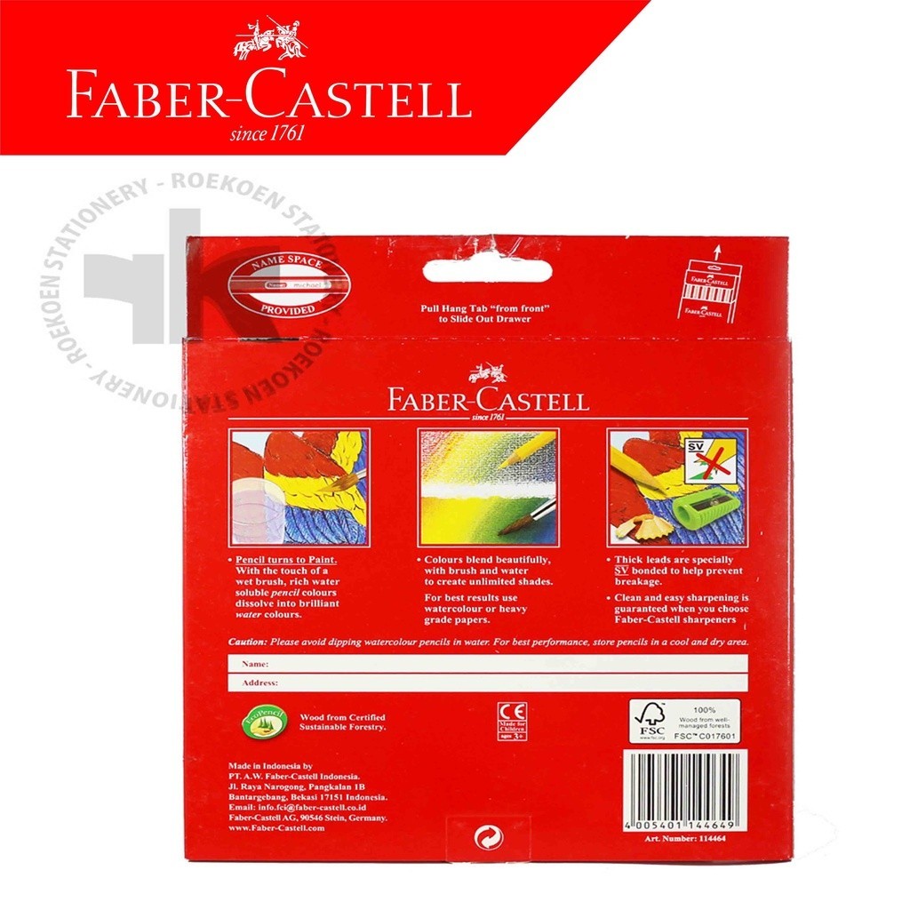 Pensil Warna 24 Panjang Faber Castell Parrot Water Colour Pencil - Pensil Mewarnai Anak
