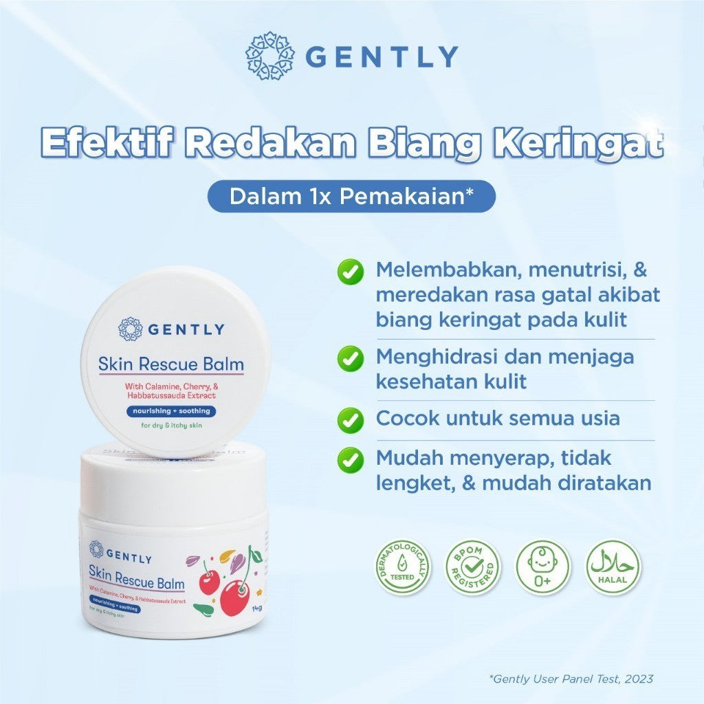 GENTLY Skin Rescue Balm with Calamine, Cherry & Habbatussauda Extract | Baby Moisturizer | Pelembab & Skincare Anak Untuk Biang Keringat
