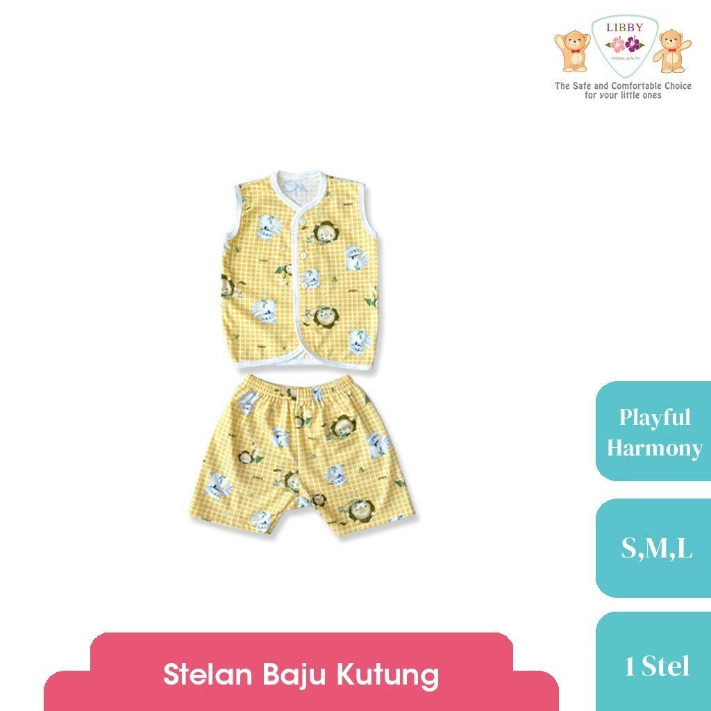 LIBBY Setelan Piyama Baju Kancing Depan Anak Laki Laki Perempuan Motif Playful Harmony (1 Stel)