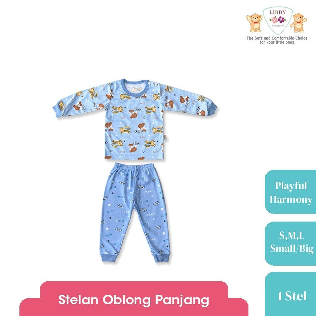 LIBBY Setelan Piyama Panjang Anak Laki Laki Perempuan Motif Playful Harmony (1 stel)