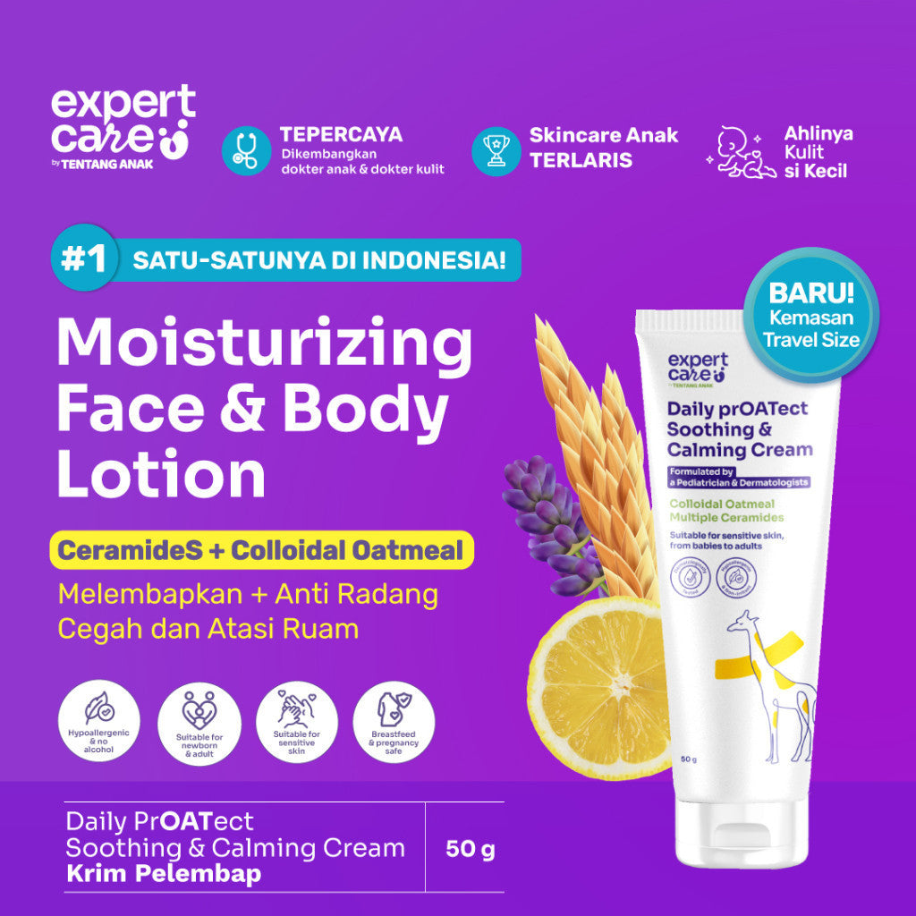 Expert Care Soothing Moisturizer Cream l Lotion Ibu & Bayi with Colloidal OatmealĀ & 3X Ceramide l Kulit Sensitif