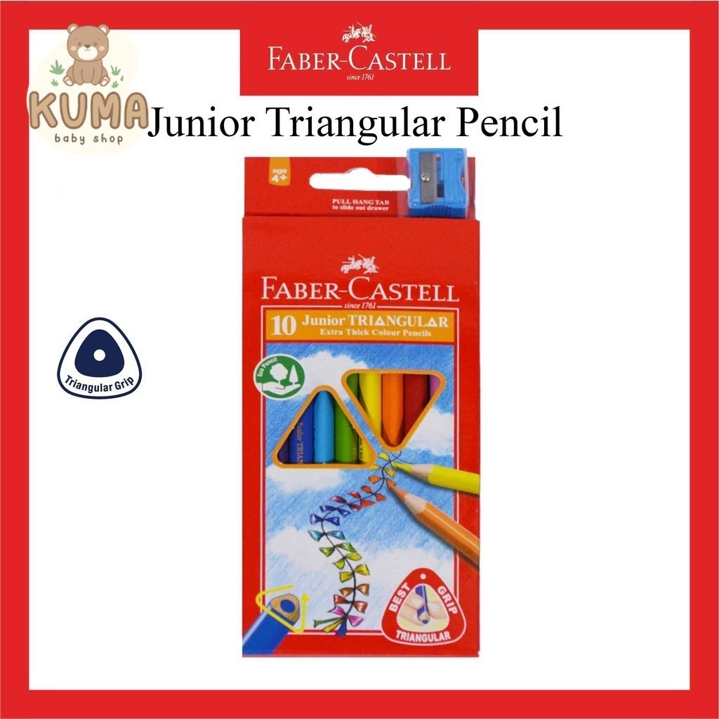 Pensil Warna Faber Castell Junior 10 Warna / Junior Triangular Colour Pensil / Untuk Anak TK / Gratis Rautan