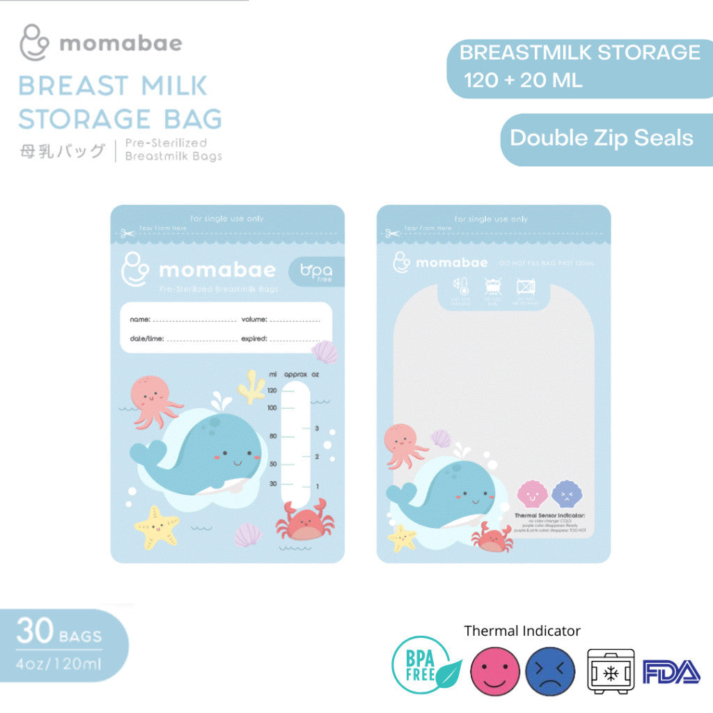 MOMABAE – Kantong ASI 120ML + 20ML Ekstra / Kantong ASI BPA Free / Kantong ASI Thermal Sensor